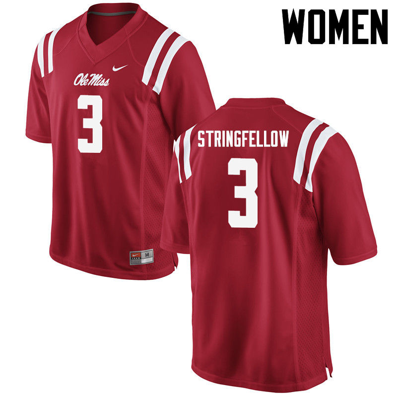 Women Ole Miss Rebels #3 Damoreea Stringfellow College Football Jerseys-Red - Click Image to Close